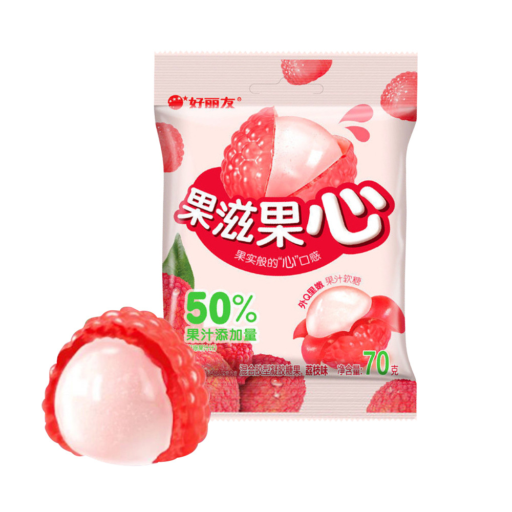 好丽友果滋果心凝胶糖果荔枝味70g