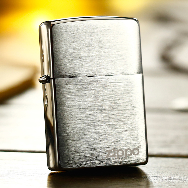 ZIPPO打火机拉丝镀铬商标经典款送礼送男友父亲节