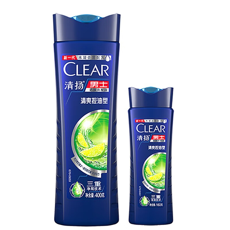 清扬（CLEAR）去屑洗发水套装家庭装 头皮护理洗发露 男士清爽控油型400g+160g