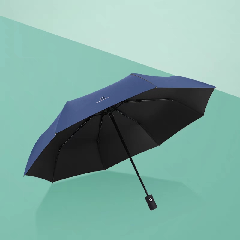 简约藏青折叠雨伞防晒防紫外线双人太阳伞遮阳晴雨两用伞 1把