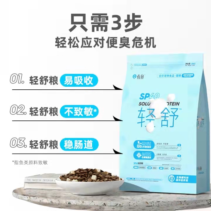 有鱼猫粮SP40轻舒粮1.5kg全价冻干无谷高蛋白猫粮-youyu892